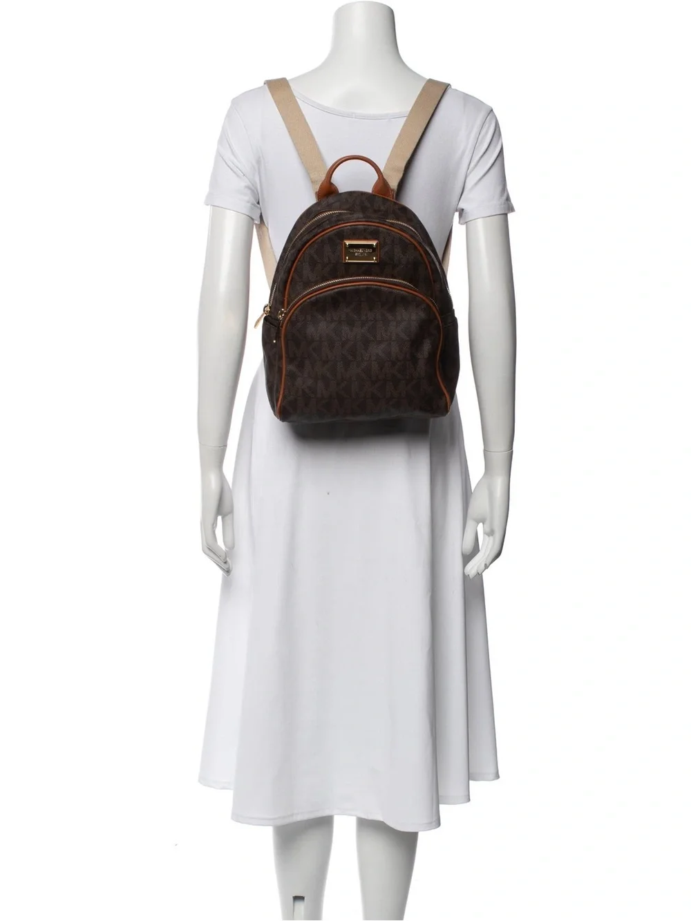 Michael Kors ~ Backpack ~ Brown/Acorn Monogram ~ Medium Backpack ~ Gold Hardware